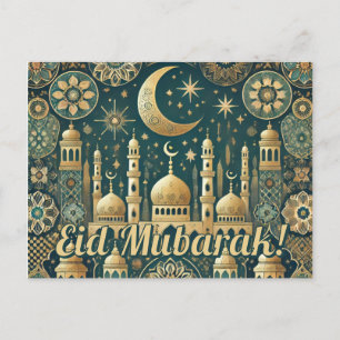 Elegante Eid-al-Fitr-Grußkarte Eid Mubarak Feierta Feiertagspostkarte