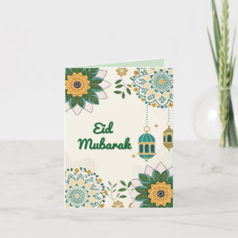Elegante Eid Mubarak Card mit Signalleuchten und B Feiertagskarte