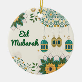 Elegante Eid Mubarak Card mit Signalleuchten und B Keramik Ornament