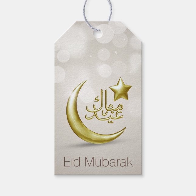 Elegante Eid Mubarak Gold Moon Star - Geschenkstem Geschenkanhänger (Vorderseite)