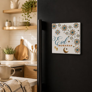 Elegante Eid Mubarak Kalligrafie Mond Sterne Islam Magnet