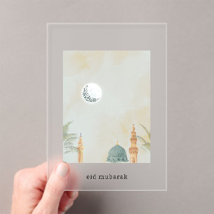 Elegante Eid Mubarak-Karte aus Milchglas-Acryl   M Acryleinladungen