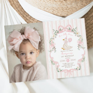 Elegante Ein Albernes Goose Pink Bow Mädchen 1. Ge Einladung