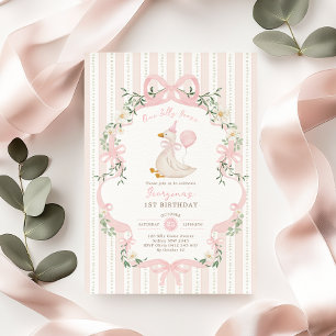 Elegante Ein Albernes Goose Pink Bow Mädchen 1. Ge Einladung