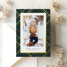 Elegante ein Foto grünes Gold Weihnachten kariert Folien Feiertagskarte