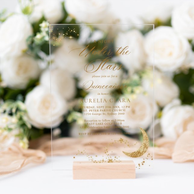 Elegante Eine Nacht unter den Sternen Quinceñera Acryleinladungen (Von Creator hochgeladen)