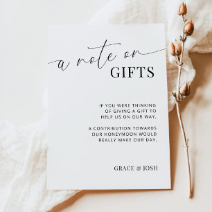 Elegante einen Hinweis auf Geschenke mit Hochzeits Begleitkarte