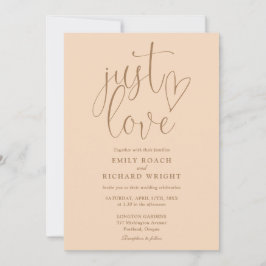 Elegante, einfach Liebe in einer Soft Peach Hochze Einladung