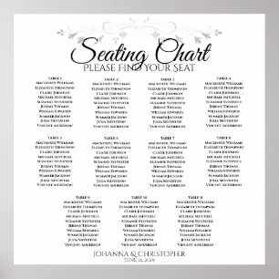 Elegante einfache 11 Tisch Hochzeitssattelkarte Poster