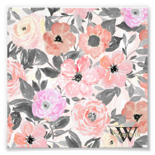 Elegante, einfache Aquarellblumen Fotodruck