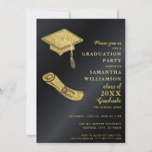 Elegante einfache Black and Gold Graduation Party