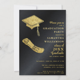 Elegante einfache Black and Gold Graduation Party Einladung
