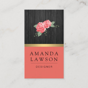 Elegante einfache Blume und Holzpaneele Visitenkarte