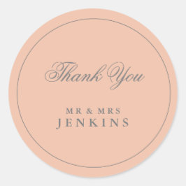 Elegante, einfache Blush Pink-Hochzeit Runder Aufkleber