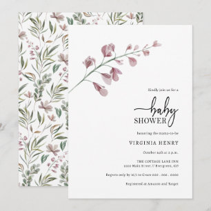 Elegante einfache botanische Babyparty Einladung