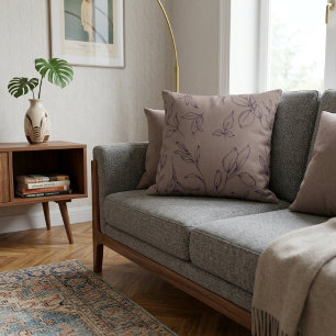Elegante einfache botanische Blätter auf Taupe Kissen