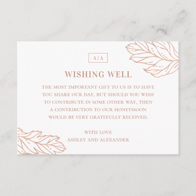 Elegante, einfache botanische Hochzeit wünschenswe Begleitkarte (Vorderseite)