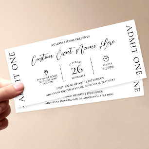 Elegante Einfache Business Event Ticket Eintrittsk Einladung