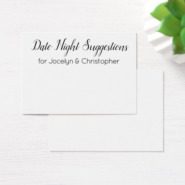 Elegante, einfache Date Night Suggestions Card (Schreibtisch)