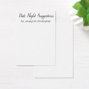 Elegante, einfache Date Night Suggestions Card