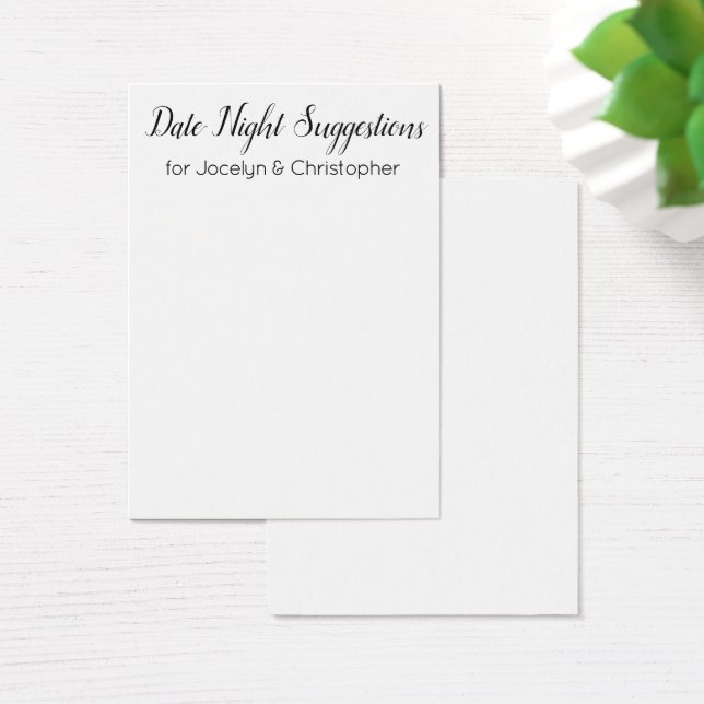 Elegante, einfache Date Night Suggestions Card (Schreibtisch)