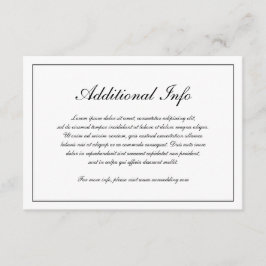 Elegante einfache formelle Schwarz-Weiß-Hochzeit Begleitkarte