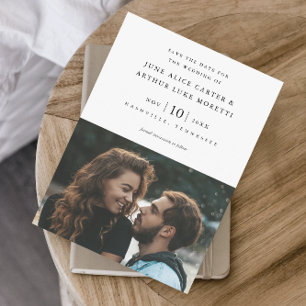 Elegante einfache Foto-Hochzeit Save-the-Date-Kart Einladung