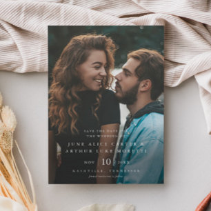 Elegante einfache Foto-Hochzeit Save-the-Date-Kart Magneteinladung