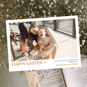 Elegante einfache frohe Ostereier Familienfoto Feiertagskarte