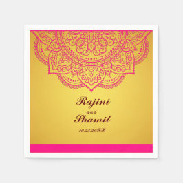 Elegante einfache Gold und Pink Paisley Indian Hin Serviette