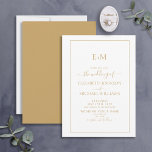 Elegante einfache Goldformschrift Einladung<br><div class="desc">Herzlich willkommen am wichtigsten Tag Ihres Lebens! Ihr Hochzeitstag! Du träumst von diesem Tag, seit du ein kleines Mädchen warst, und jetzt ist es endlich hier. Die elegante einfache Gold-Form Monogram Wedding Invitation ist der perfekte Weg, um Ihre Reise in die Ehe zu beginnen. Diese trendige und formelle Einladung zeichnet...</div>