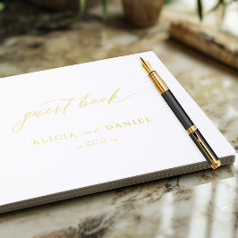 Elegante einfache Goldkalligraphie minimalistische Gästebuch