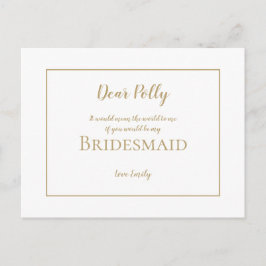 Elegante einfache Goldtypografie/Bridesmaid-Anfrag Postkarte