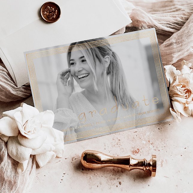 Elegante einfache Graduiertenparty Schwarzer & gol Folieneinladung (Von Creator hochgeladen)