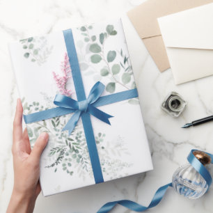 Elegante, einfache grüne botanische Aquarellfarben Geschenkpapier