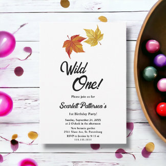 Elegante einfache Herbstlaube Rustikal 1. Geburtst Einladung