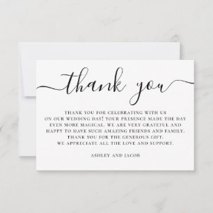 Elegante einfache Hochzeit   Kalligrafie Minimalis Dankeskarte