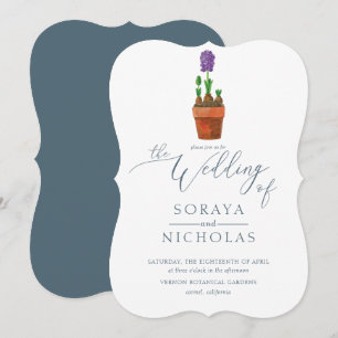 Elegante einfache Hochzeit mit Flora und Fauna Einladung
