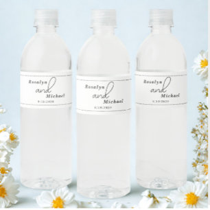 Elegante einfache Hochzeit Wasserflaschenetikett