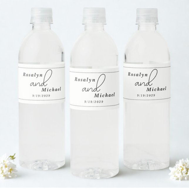 Elegante einfache Hochzeit Wasserflaschenetikett (Von Creator hochgeladen)
