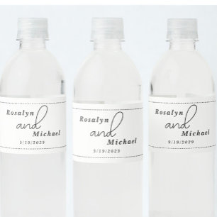 Elegante einfache Hochzeit Wasserflaschenetikett