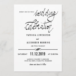 Elegante einfache Hochzeits-Feier-Typografie Einladung