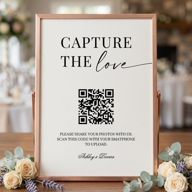 Elegante einfache Hochzeitsfotos mit QR-Code teile Poster (Von Creator hochgeladen)