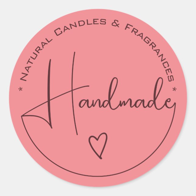 Elegante, einfache Kalligrafie, handgefertigte Her Runder Aufkleber (Vorderseite)