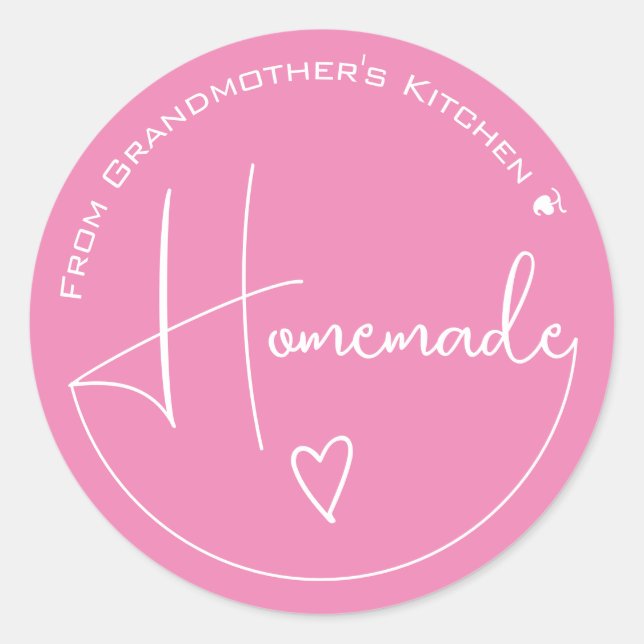 Elegante, einfache Kalligrafie, hausgemachte Herze Runder Aufkleber (Vorderseite)