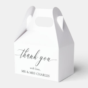 Elegante einfache Kalligrafie Hochzeit Danke Geschenkschachtel