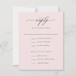 Elegante einfache Kalligrafie Rosa Hochzeit RSVP Karte