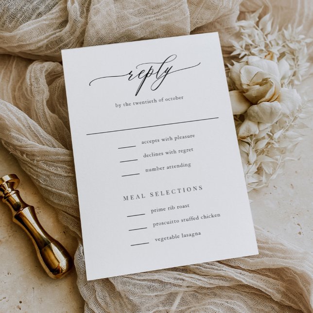 Elegante einfache kalligraphische Hochzeit RSVP Karte (Von Creator hochgeladen)