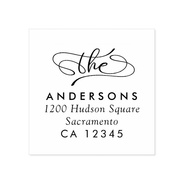 Elegante einfache kalligraphische Rücksendeadresse Gummistempel (Prägung)