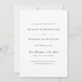 Elegante einfache klassische Schwarz-Weiß-Hochzeit Save The Date